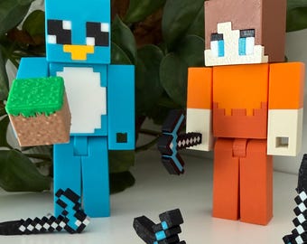 Milo and Chip Inspired Block Characters | 3D Printed Pixel Toy | Kids Toy Gift | Block Style Figure | Collectible Character