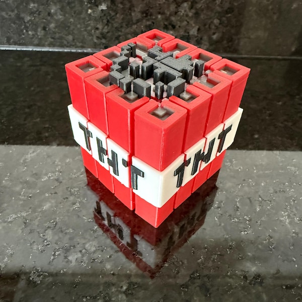 TNT Fidget Cube: 3D Gedrucktes Pixel Puzzle - Schreibtisch Dekor