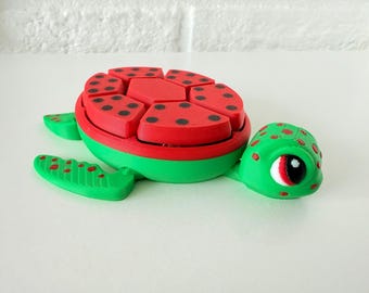 3D-utskriven klickersköldpadda – ledad fidgetleksak med klickskal