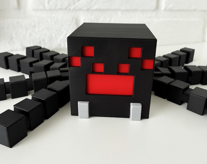Featured listing image: Large 3D Printed Minecraft Spider – Articulated Gamer Decor