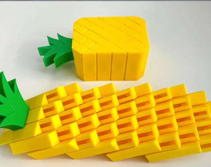 Featured listing image: Pixel Pineapple - 3D Printed Transforming Fidget Toy & Desk Decor