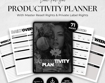 Undated Digital Planner | Canva Daily & Monthly Planner Template | PLR + MRR Resell Planner