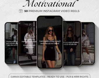Motivierende Instagram Video Reels | Hustle Mindset, Feminines Thema (MRR PLR Lizenz, Canva Bearbeitbar)