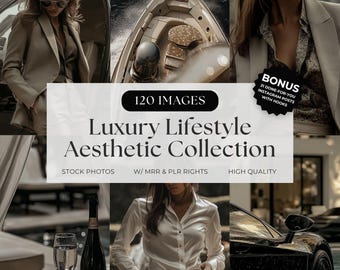 Luxury Lifestyle Stock Photos, Dark Minimalist Girl Boss Aesthetic, Faceless Marketing Images PLR MRR