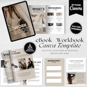 Canva e-boeksjabloon PLR MRR | Sjabloon loodmagneet | Beige esthetisch werkboek canvas | E-booksjabloon voor contentmaker | eBoeksjabloon (meer info)