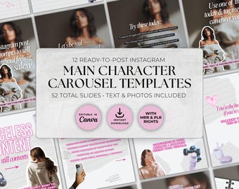 Instagram Carousel Canva Templates, Scrapbook Style, PLR MRR (Digital Download)