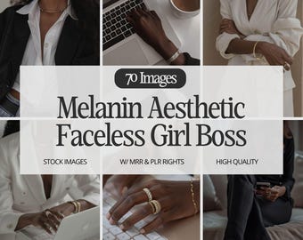 Girl Boss Melanin Aesthetic Woman Stock Images, Social Media Branding Content Bank, Faceless Girl Boss Stock Photo Marketing Luxury PLR MRR