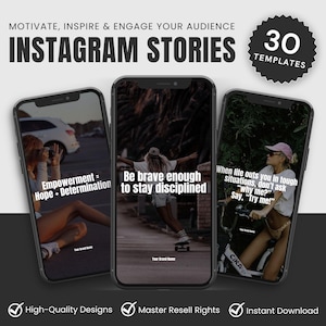 30 DFY Instagram Story Templates with Master Resell Rights, Aesthetic Instagram Story Templates PLR MRR, Faceless Instagram Stories Quotes
