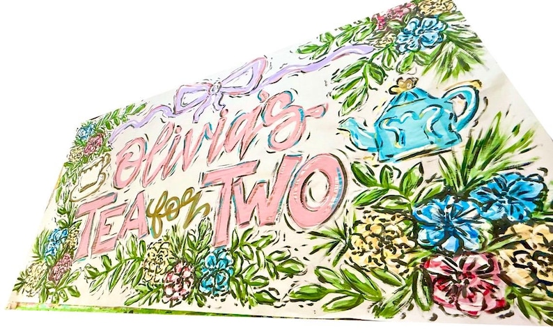 Hand Painted Birthday Banner - Custom Kraft Paper Party Decoration image 2
