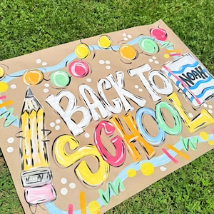 School banner - Custom Party Banner - Back to school - Hand painted Party Banner - Party Banner - Birthday - Paper Banner -
