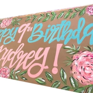 Hand Painted Birthday Banner - Custom Kraft Paper Party Decoration image 3