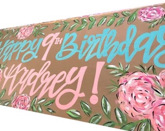 Birthday Banner - Custom Party Banner - Kraft Paper Banner - Hand painted Party Banner - Party Banner - Birthday - Paper Banner -