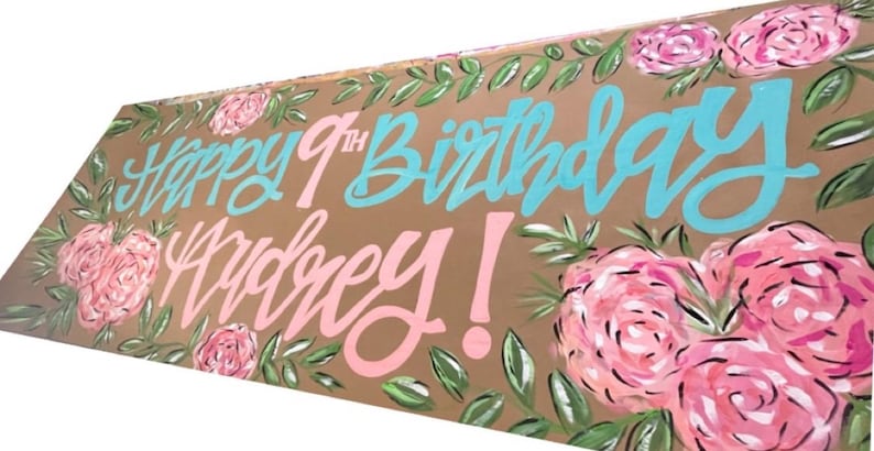 Hand Painted Birthday Banner - Custom Kraft Paper Party Decoration image 3