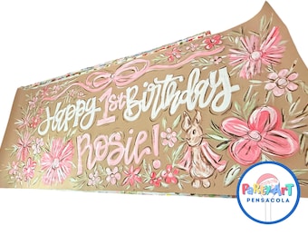Birthday Banner - Custom Party Banner - Kraft Paper Banner - Hand painted Party Banner - Party Banner - Birthday - Paper Banner -