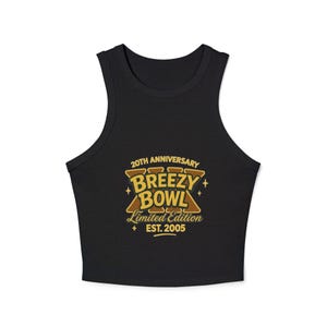 Micro Rib Racer Tank Top: Breezy Bowl XX Fitted High Neck Crop Top