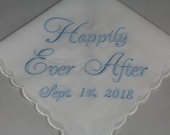 Wedding Handkerchiefs Wedding Gift Simply Sweet Hankies Embroidered Set of 2