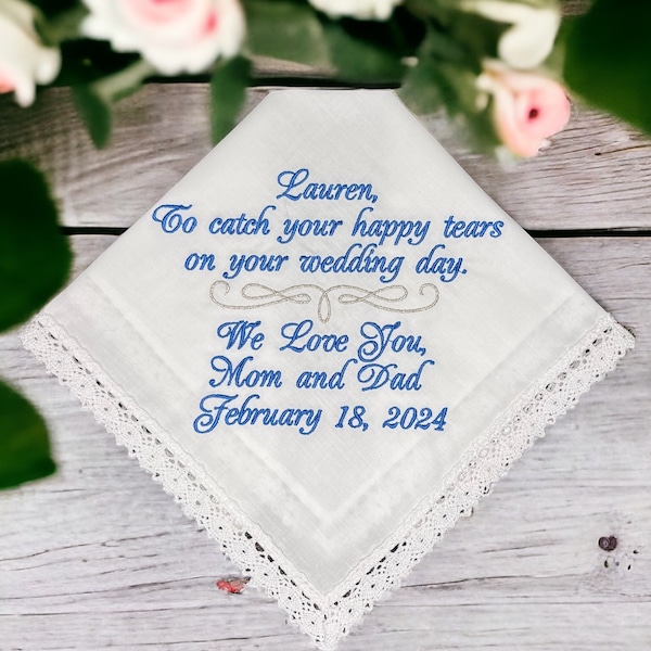 Something Blue for Bride - Bridal Handkerchief - Wedding Tradition - Custom Handkerchief