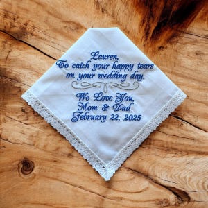 Something Blue for Bride - Bridal Handkerchief - Wedding Tradition - Custom Handkerchief