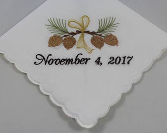 Wedding Handkerchiefs - Set of 2 - Embroidered - Christmas - Wedding Gift - Simply Sweet Hankies