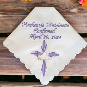 Confirmation Handkerchief - Custom Embroidered Handkerchief - Simply Sweet Hankies