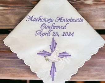 Confirmation Handkerchief - Custom Embroidered Handkerchief - Simply Sweet Hankies