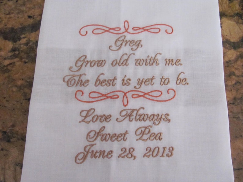 Embroidered Handkerchiefs -Parents of the Bride Simply Sweet Hankies Parents of the Groom Set of 5 Personalized Wedding Gift
