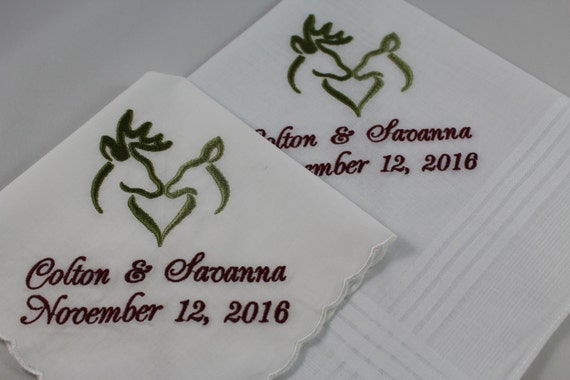 Wedding Handkerchiefs Wedding Gift Simply Sweet Hankies Embroidered Set of 2