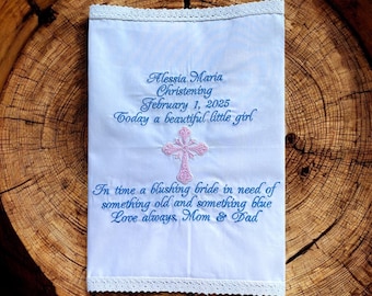 Custom Embroidered Baptism Handkerchief - Christening Gift