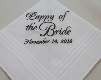 Pappy of the Bride - Embroidered Handkerchief - Wedding Gift - Simply Sweet Hankies