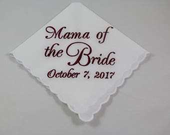 Mama of the Bride - Embroidered Handkerchief - Wedding Gift - Simply Sweet Hankies