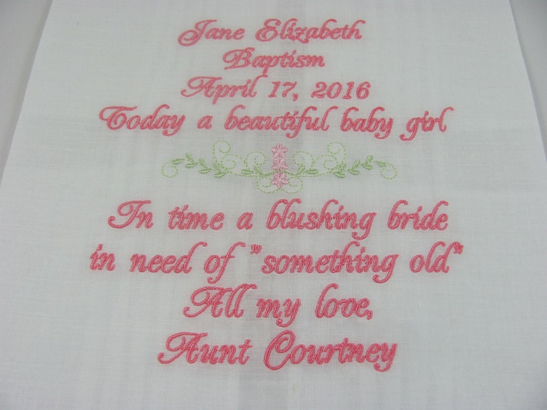 Custom Baptism Gift Custom Christening Gift Custom First Communion Gift Custom Embroidery Handkerchief image 1