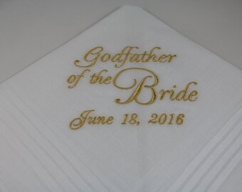 Godfather of the Bride - Embroidered - Wedding Handkerchief - Wedding Gift - Simply Sweet Hankies