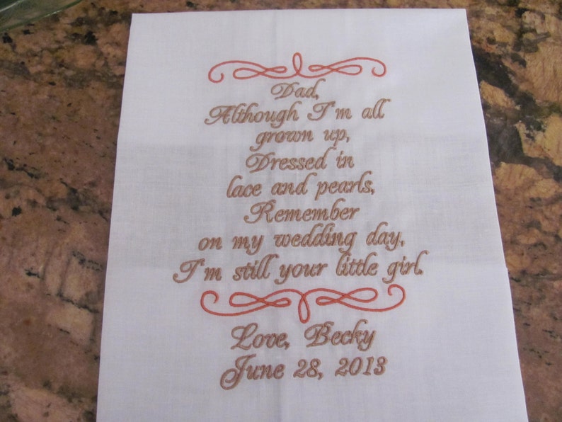 Embroidered Handkerchiefs -Parents of the Bride Simply Sweet Hankies Parents of the Groom Set of 5 Personalized Wedding Gift