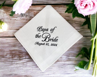 Papa of the Bride - Embroidered Handkerchief - Wedding Gift - Simply Sweet Hankies