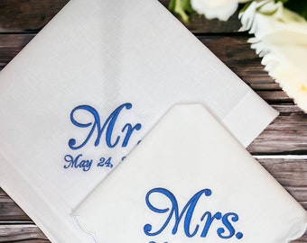 Mr and Mrs Embroidered Handkerchief Set – Wedding Gift