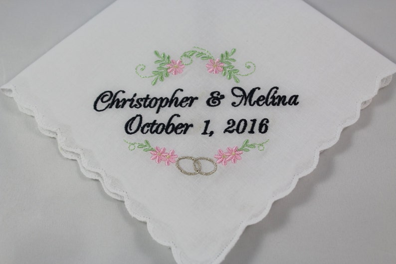 Wedding Handkerchiefs Wedding Gift Simply Sweet Hankies Embroidered Set of 2