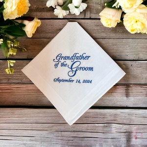Grandfather of the Groom - Embroidered - Wedding Handkerchief - Wedding Gift - Keepsake - Simply Sweet Hankies