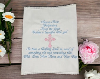 Baptism Gift - Christening Gift - Custom Handkerchief - Lace Handkerchief