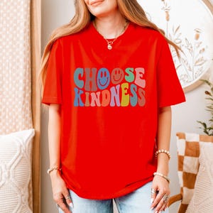 Choose Kindness T-Shirt  Retro Smile Face Tee Positive Message Unisex Gift for Kind Souls Groovy Design