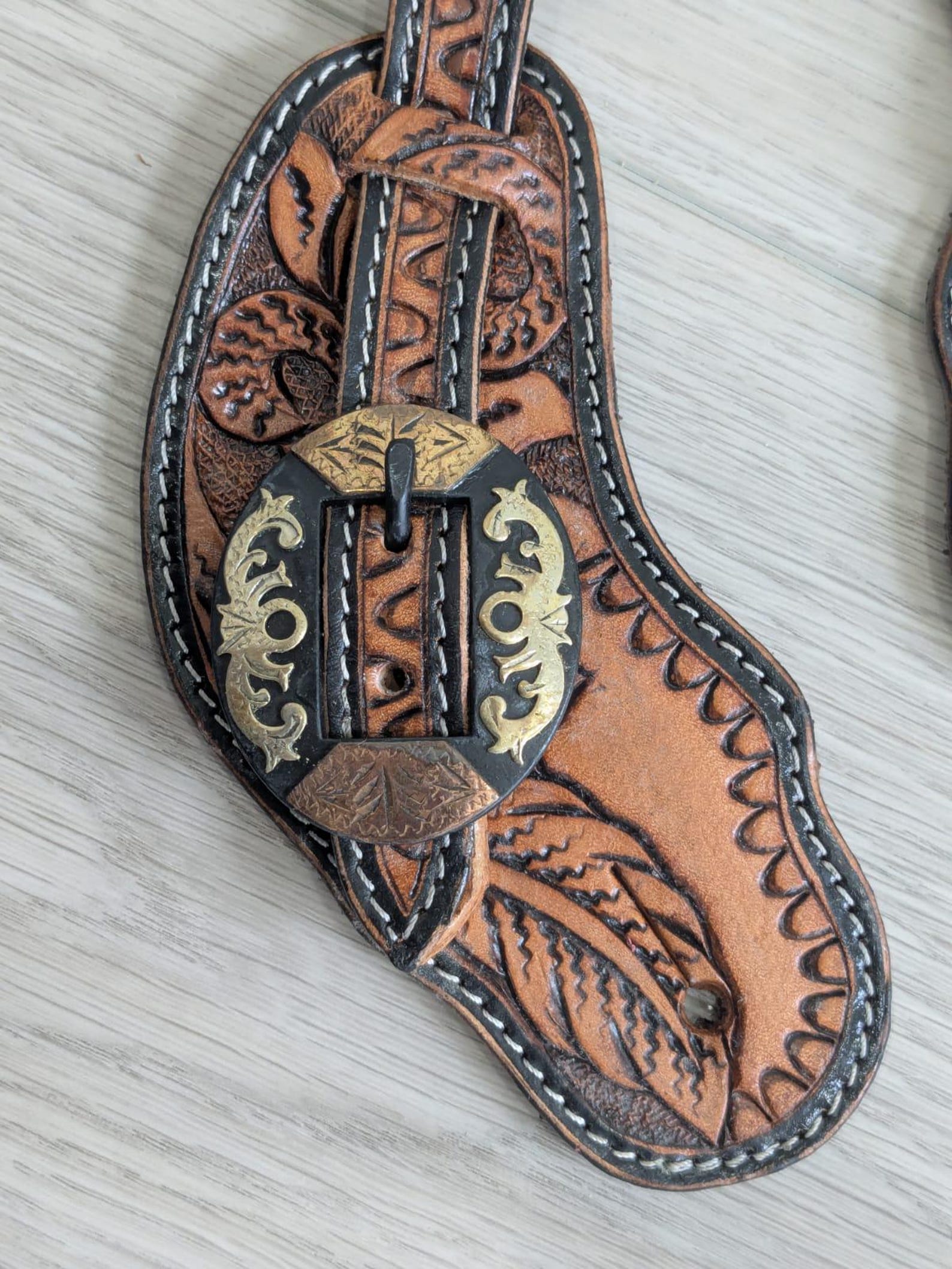 Tooled Leather Spur Straps – Barrel Racer Conchos, Aztec Design - Etsy