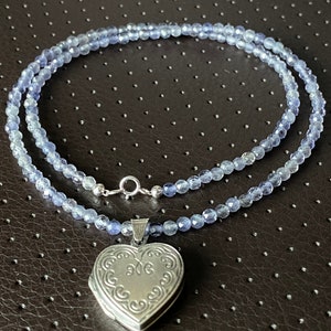Iolite, Oxidized Sterling Silver Locket Jewelry, Gemstone, Jewelry, Jewellery