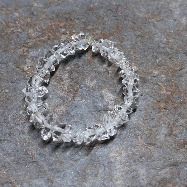 Sparkling Herkimer Diamond Quartz stretchable stretch  Ring