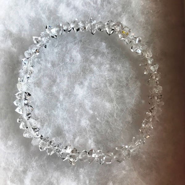 Sparkling Herkimer Diamond Quartz stretchable stretch  Bracelet