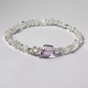 Sparkling Herkimer Diamond Quartz, Amethyst streat Bracelet