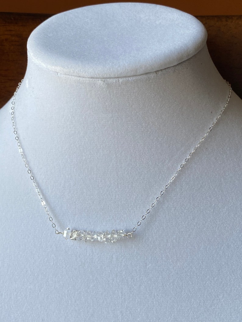 Sterling Silver Herkimer Diamond Quartz Bar Necklace