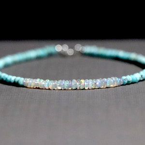 Turquoise, Ethiopian Opal Bracelet, Beaded Jewelry, Gemstone Stacking Bracelet, Jewelry, Jewellery