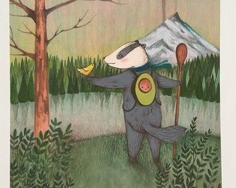 Fine Art Print : Beau loves hiking ( badger)