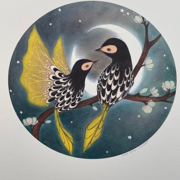 Art print ( regent honeyeater birds - love song)