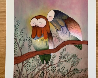 Art print ( Hello Darling) - whimsical owl wall art
