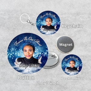 Memorial Button with Photo Customizable - Personalized Remembrance Badge - In Loving Memory Pin Photo Tribute Keepsake - Funeral Button